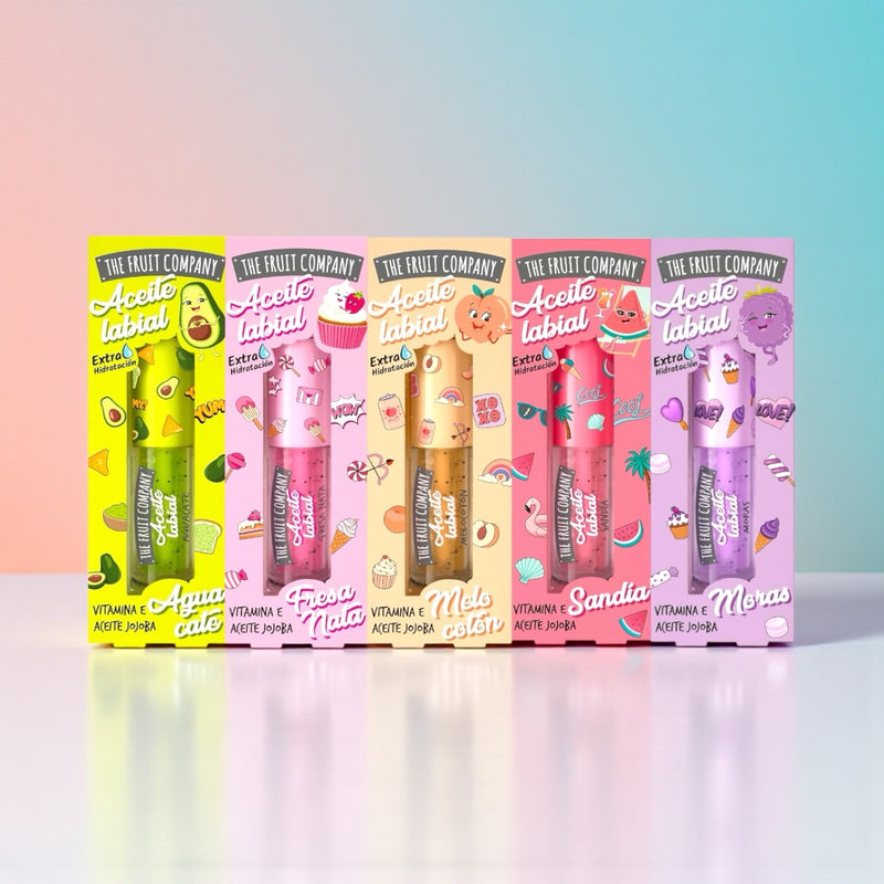 The Fruit Company Lip Oils Super Hydrating with Vitamin E & Jojoba Oil for Soft Lips