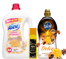 Autumn Laundry Cleaning Bundle - Asevi 44 Natural Soap Detergent, Precious Kifra & La Salud Dolce Suavizado Softener 60ml Bottle
